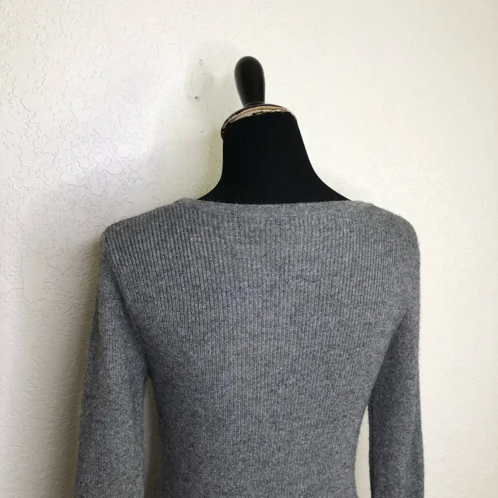 Soft Surroundings gray scoop neck ribbed knit sweater size Petite Small SP